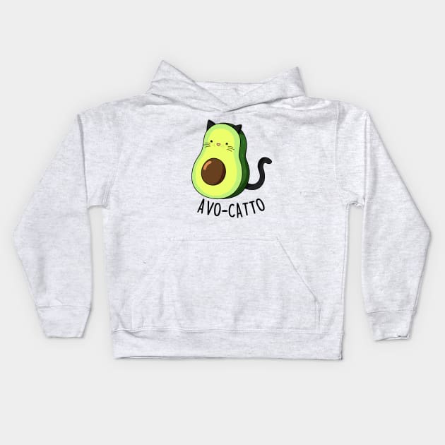 Avo-Catto Cute Funny Avocado Cat Pun Kids Hoodie by punnybone